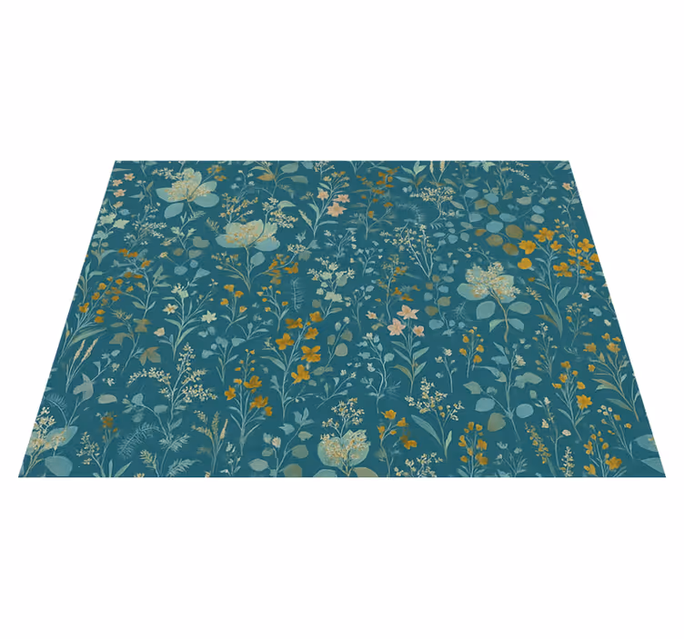 Bedroom carpet in blue vintage floral design - TenStickers