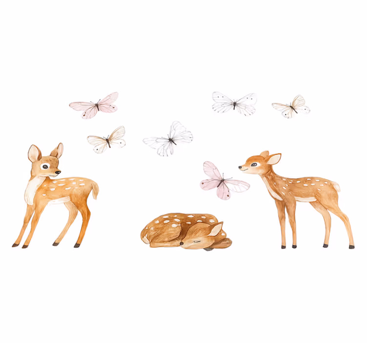 Bedroom carpet little deer with butterflies - TenStickers