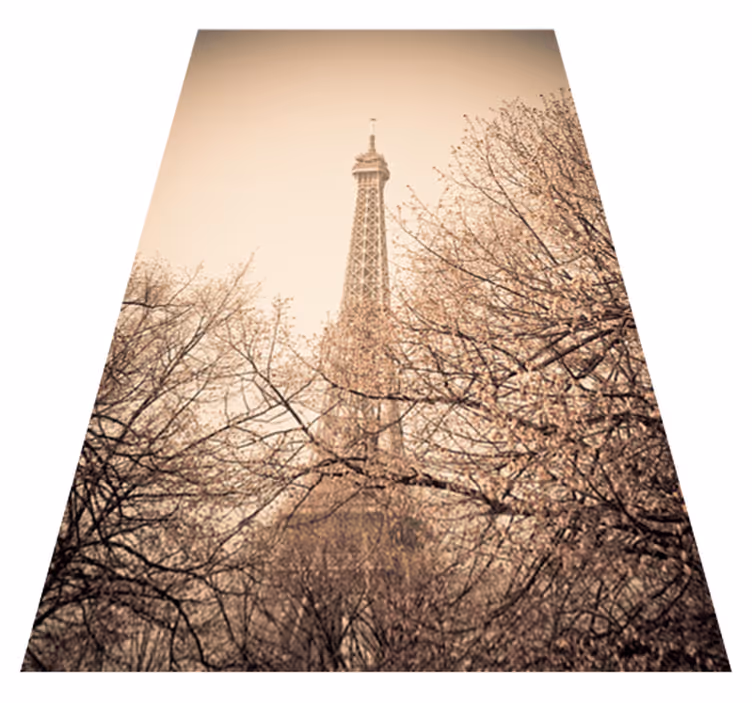 Bedroom carpet eiffel tower trees vinyl photo - TenStickers