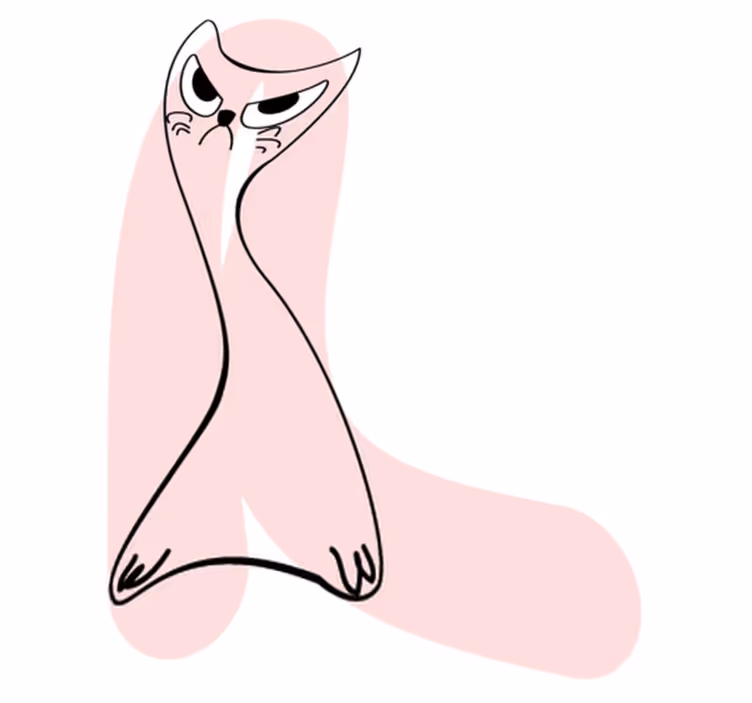 Bedroom carpet pink cat outline vinyl - TenStickers