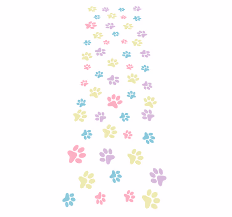 Bedroom carpet with vibrant colorful dog paws - TenStickers