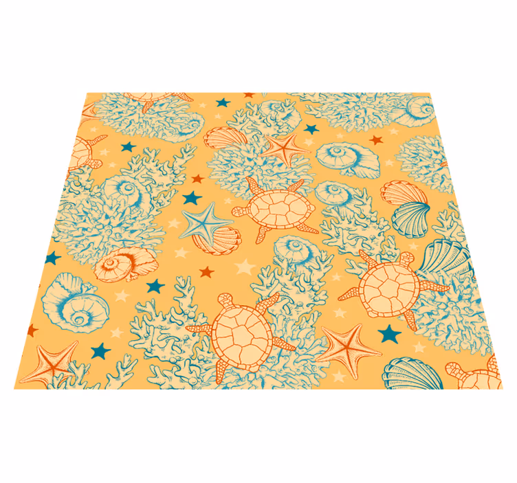 Bedroom carpet in soft colors of undersea life - TenStickers