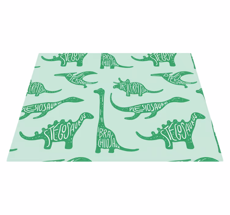 Bedroom carpet featuring named green dinosaurs - TenStickers