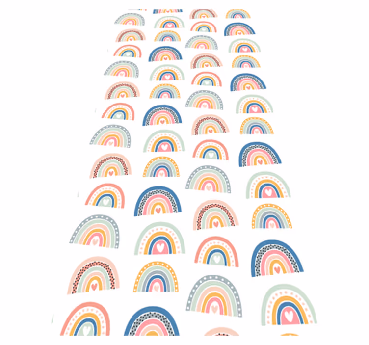 Bedroom carpet with colorful minimalistic rainbows - TenStickers