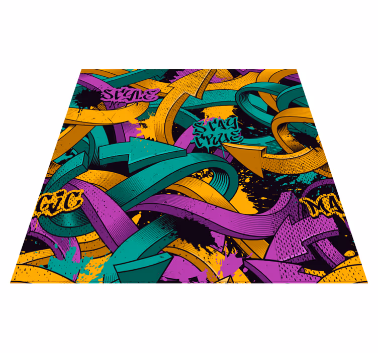 Bedroom carpet with realistic graffiti design - TenStickers