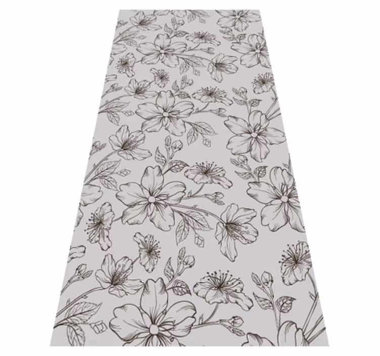 Bedroom carpet with black flowers on gray background - TenStickers