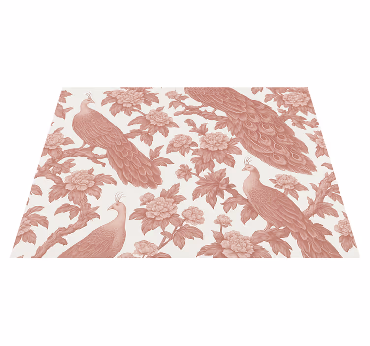 Bedroom carpet with pink peacock pattern - TenStickers