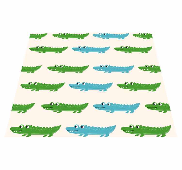 Kids green and blue crocodile bedroom carpet - TenStickers