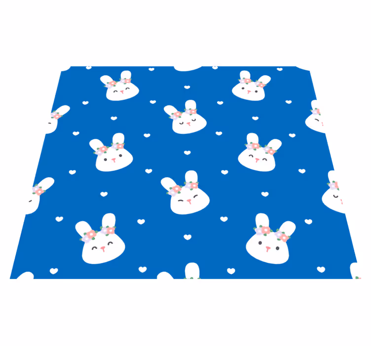 Bedroom carpet with cute rabbits on blue background - TenStickers