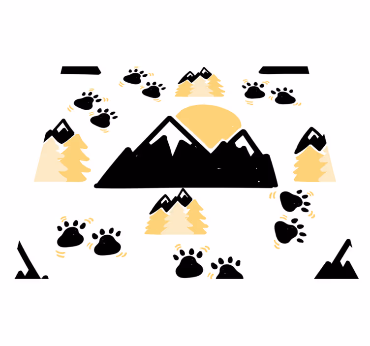 Bedroom carpet with mountain footprints on white - TenStickers