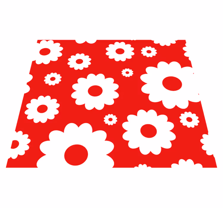 Bedroom carpet with white daisies on red background - TenStickers