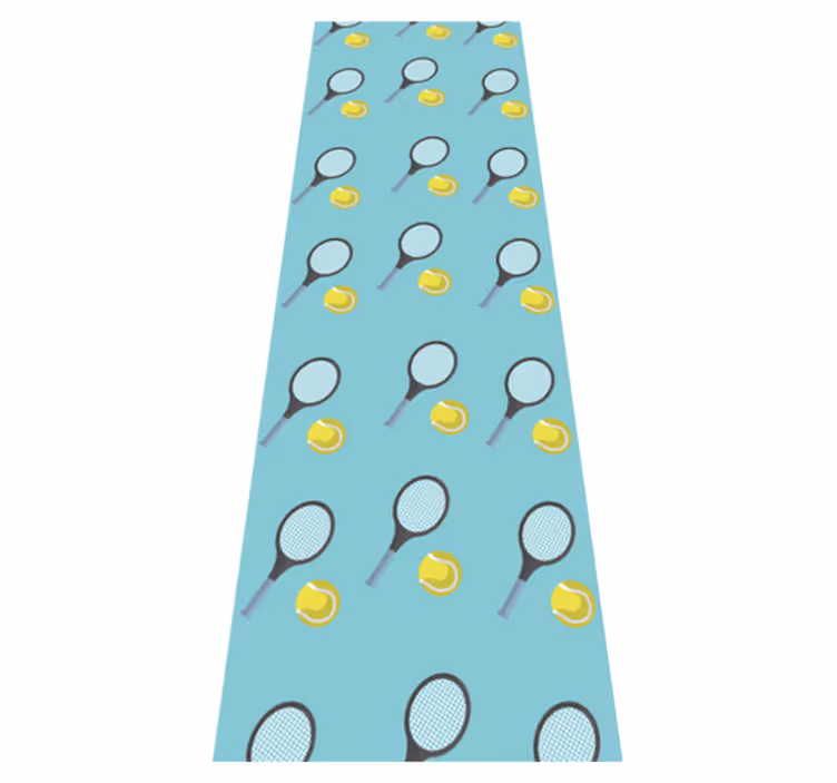 Bedroom carpet with tennis rackets and balls pattern - TenStickers