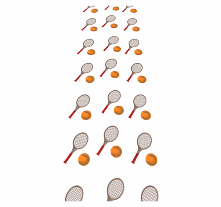 Bedroom carpet with orange tennis rackets - TenStickers