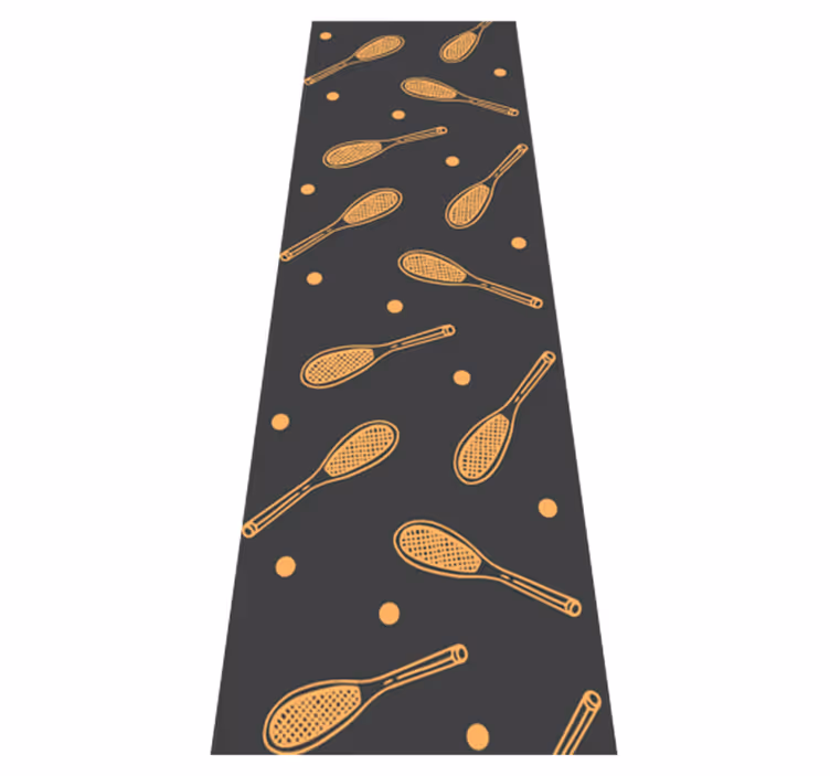 Bedroom carpet with orange rackets and balls design - TenStickers