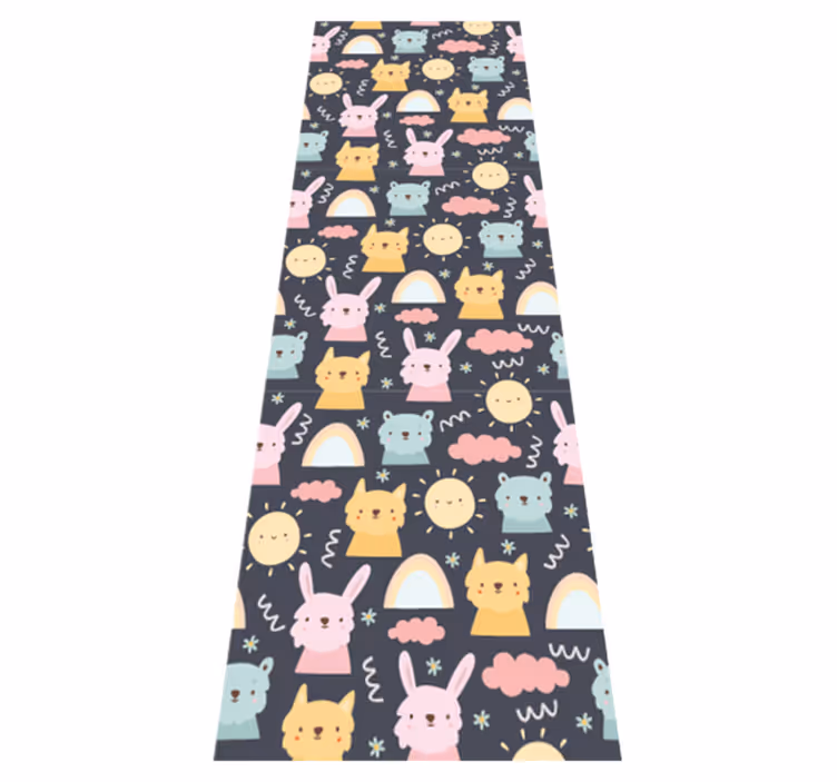 Pastel animals and rainbows bedroom carpet - TenStickers
