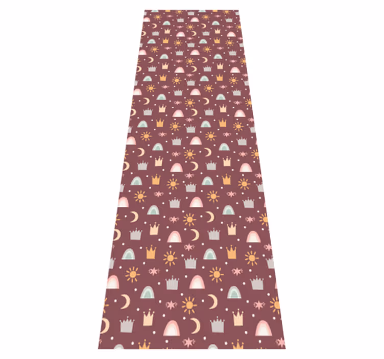 Bedroom carpet with crown, star, and rainbow pattern - TenStickers