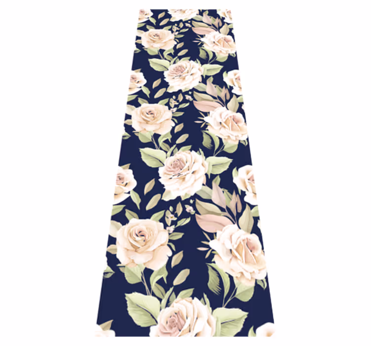 Bedroom carpet with vintage rose design on blue - TenStickers