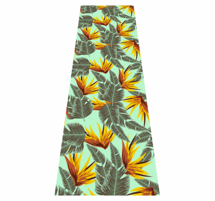 Bedroom carpet with green and yellow tropical leaves - TenStickers
