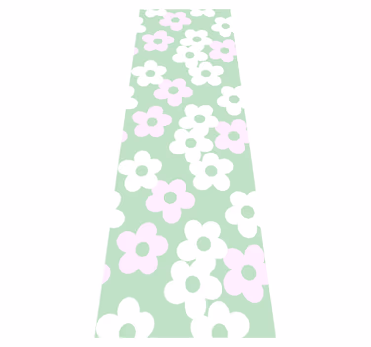 Bedroom carpet in green with white and pink flowers - TenStickers