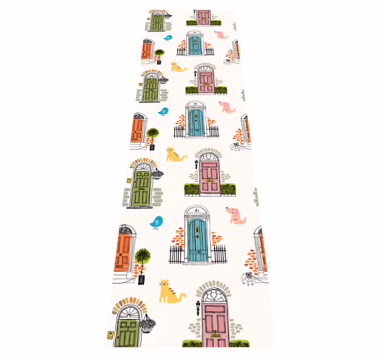 Bedroom carpet with animal and building motifs - TenStickers