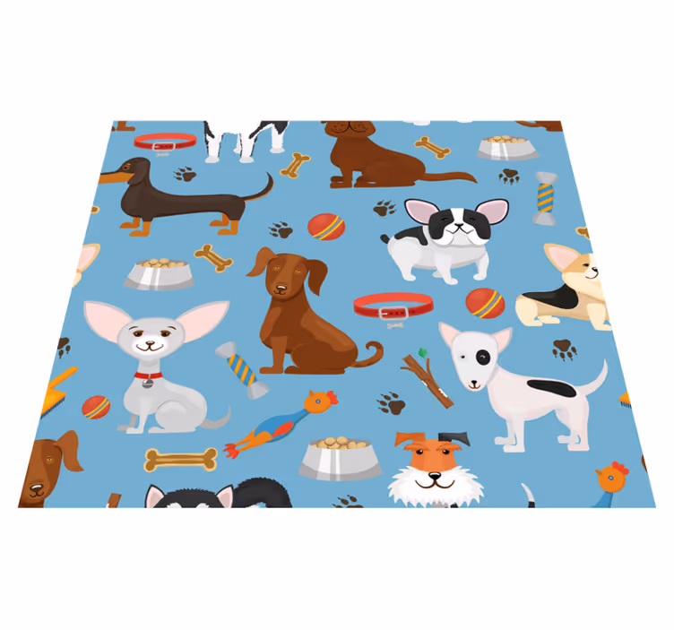 Dogs pattern on blue background bedroom carpet - TenStickers