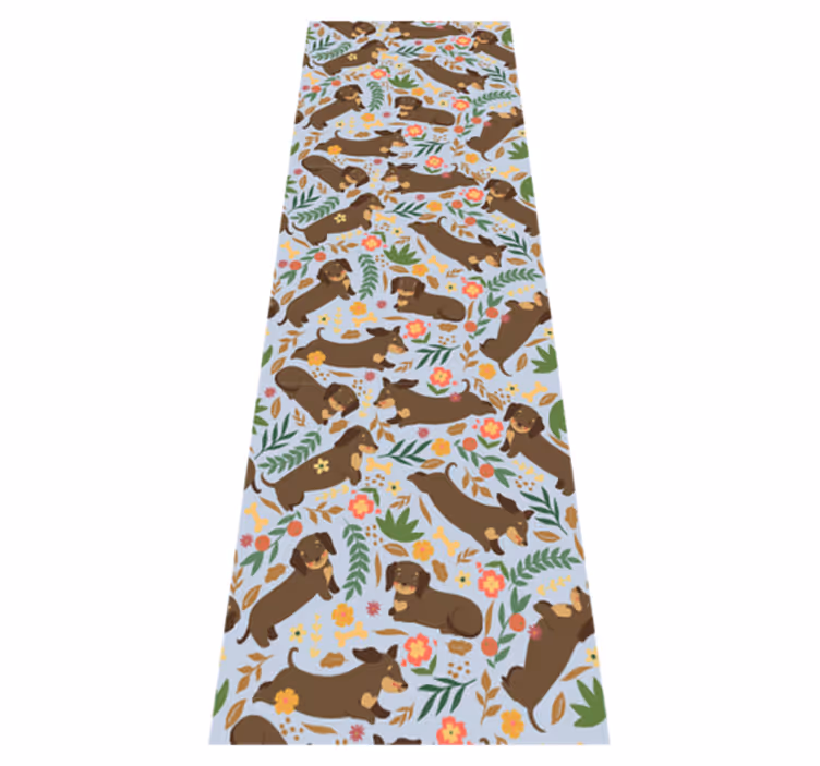 Bedroom carpet with dachshund and flowers design - TenStickers