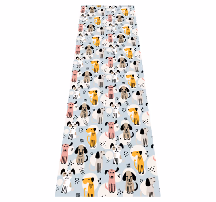Bedroom carpet with multicolored dogs on blue - TenStickers