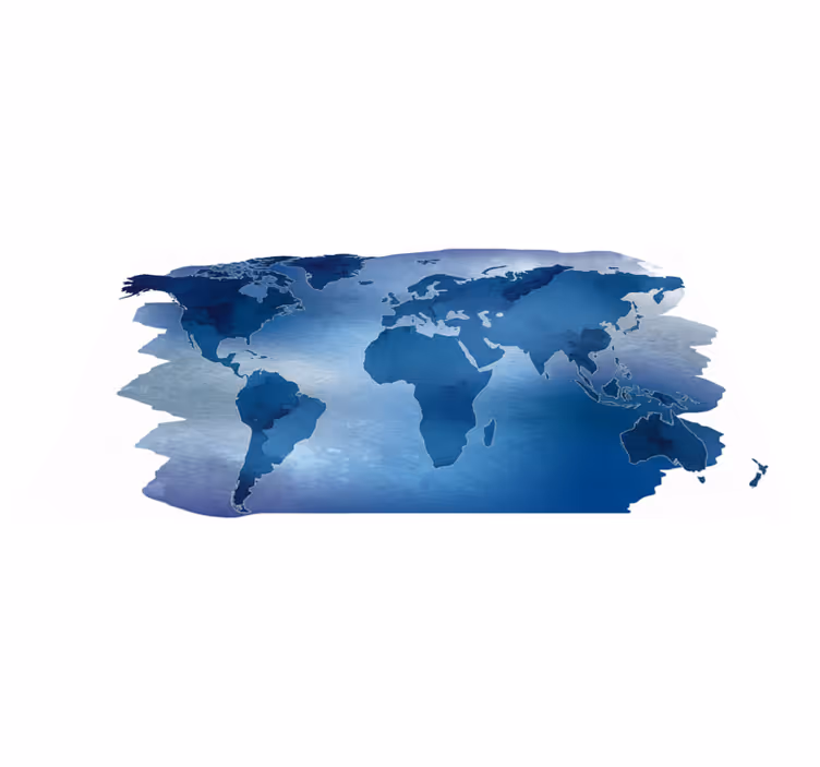 Bedroom carpet watercolor world map blue - TenStickers