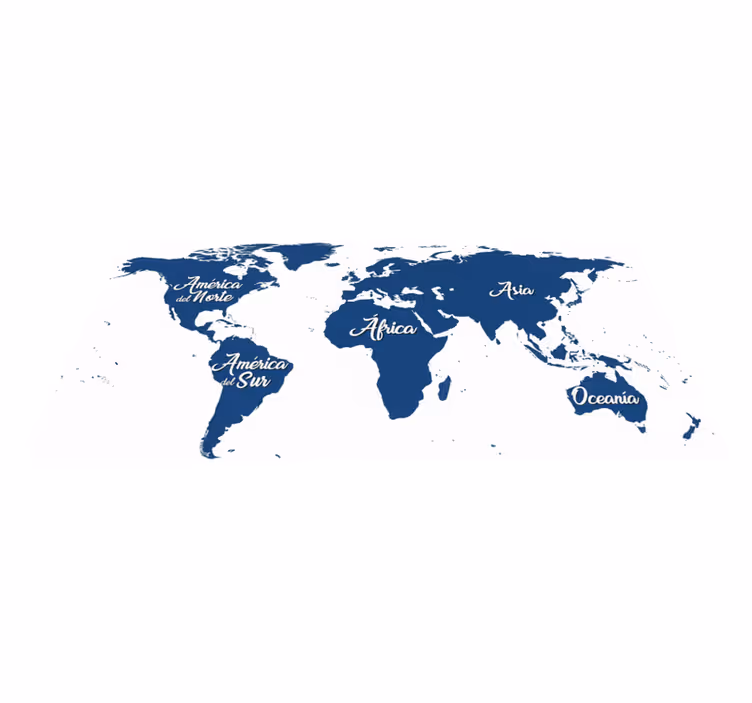 Bedroom carpet classic blue world map vinyl wall art - TenStickers