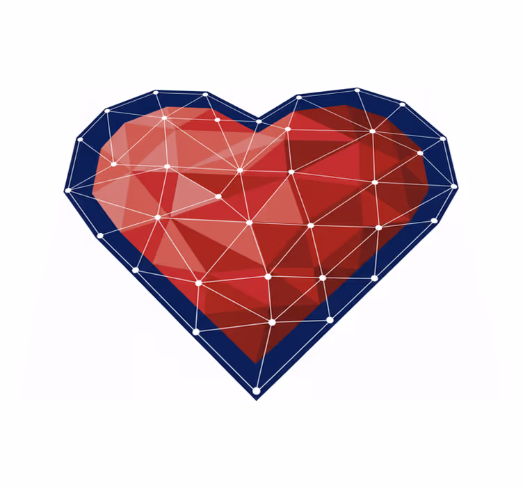 Bedroom carpet geometric heart origami sticker - TenStickers