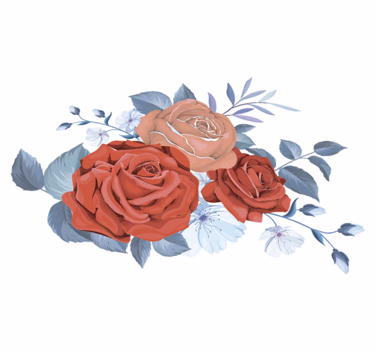 Bedroom carpet with blue bouquet flowers - TenStickers