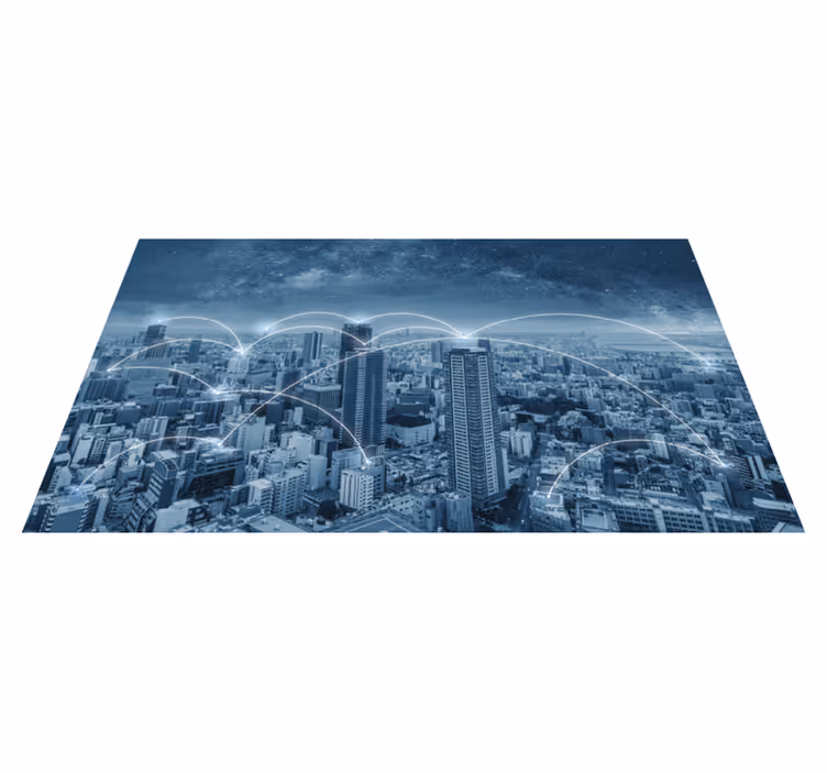Bedroom carpet skyscraper landscape wall sticker - TenStickers