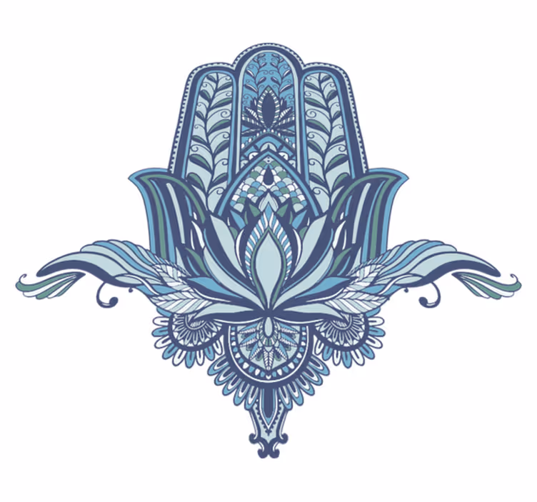 Bedroom carpet with blue hamsa hand design - TenStickers