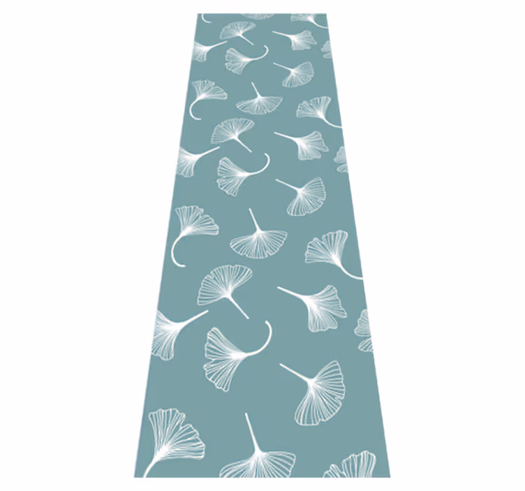 Nordic rug with light blue ginkgo leaves pattern - TenStickers