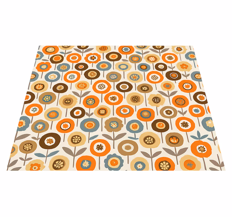 Nordic rug with vibrant vintage flowers - TenStickers