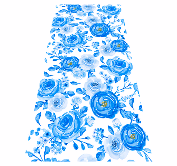 Nordic rug featuring blue floral clock design - TenStickers