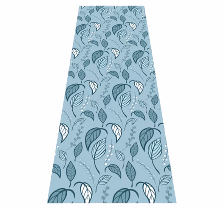 Nordic rug scandinavian blue leaf design - TenStickers