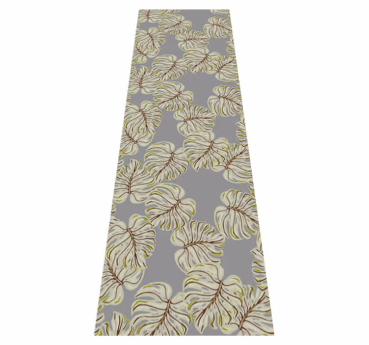 Nordic rug with gray minimalistic monstera leaves - TenStickers
