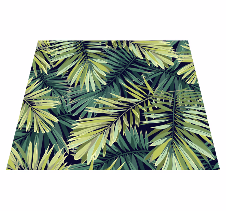 Nature rug with large green leaves - TenStickers