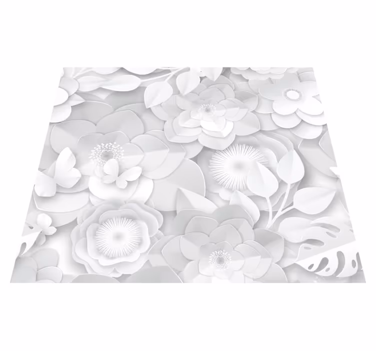 Nature rug with 3d white floral design - TenStickers