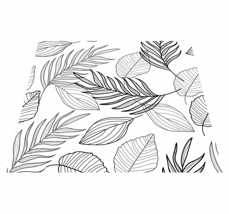 Nature rug black and white leaf design - TenStickers