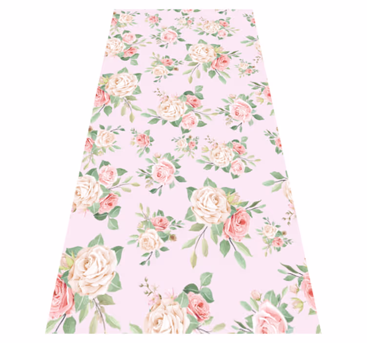 Nature rug with pink peonies on grey background - TenStickers