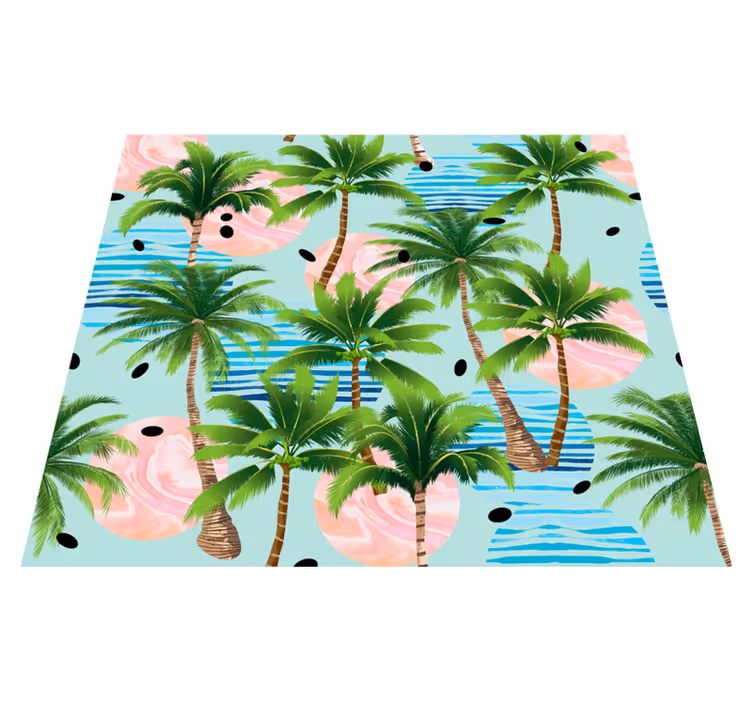 Nature rug with palm trees and waves design - TenStickers