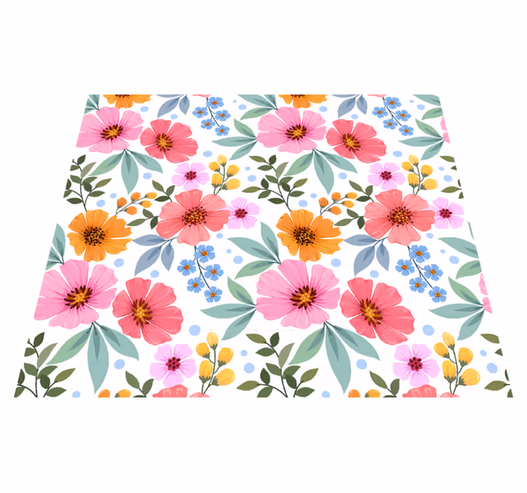 Nature rug colorful flowers on white background - TenStickers