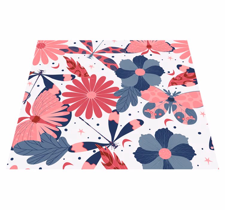 Nature rug with floral butterfly design - TenStickers
