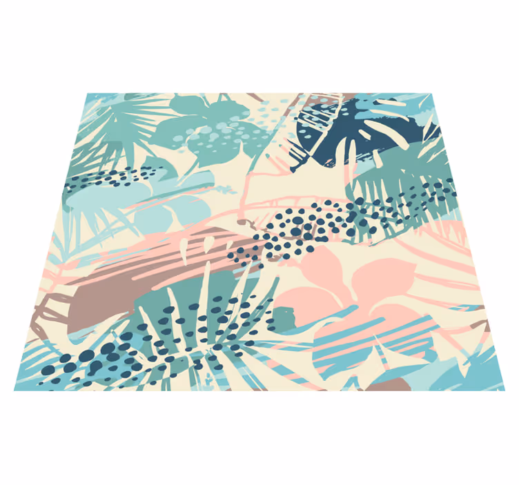 Nature rug with tropical plants flowers and dots - TenStickers