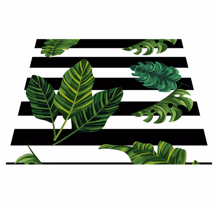 Nature rug with tropical leaves and geometric shapes - TenStickers