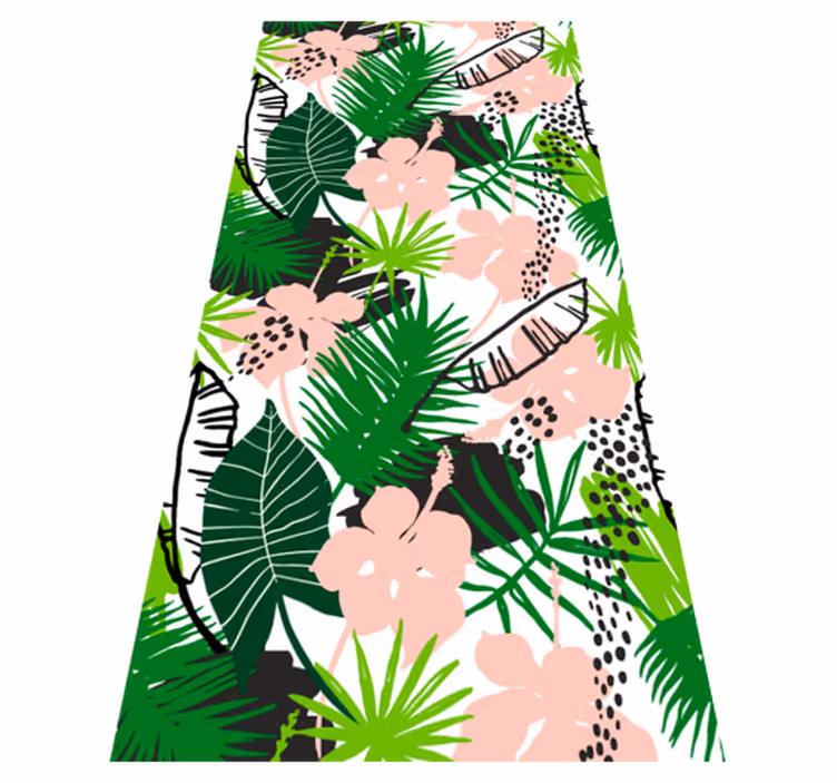 Nature rug with tropical palm leaves and flowers - TenStickers