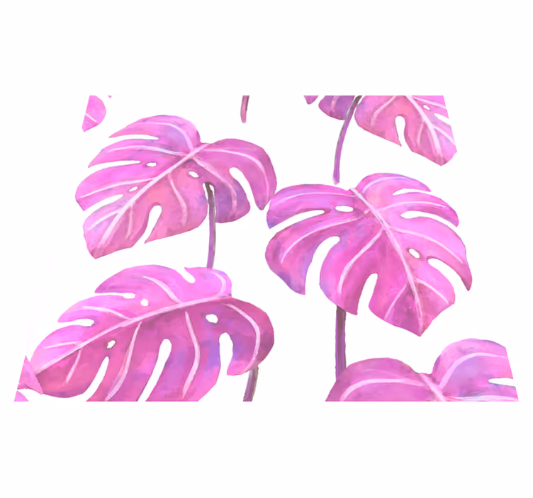 Nature rug pink painted monstera - TenStickers