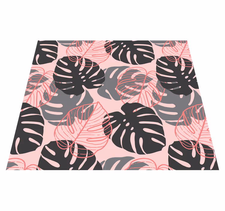 Nature rug pink and grey monstera - TenStickers